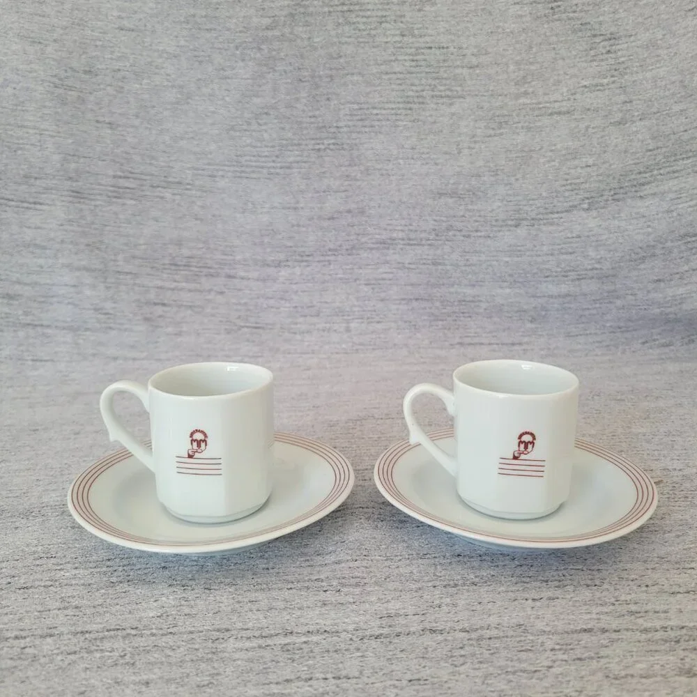 Set of 2 Kutahya Kurukahveci Turkish Porcelain  Coffee/Espresso Cup & Saucer